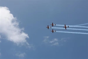 Máy bay Israel trong màn trình diễn chào mừng Quốc khánh lần thứ 74 của nước này, hồi tháng 5-2022. Ảnh: TTXVN