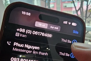 Một cuộc gọi lừa đảo từ tổng đài ảo có đầu số nước ngoài. Ảnh: TẤN BA