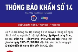 Bộ Y tế khẩn cấp tìm người tới phòng tập Gym Lucky Star ở Mê Linh, Hà Nội