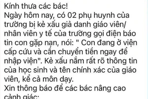 Sở GD-ĐT Hà Nội lên tiếng về chiêu lừa đảo “con đang cấp cứu, chuyển tiền gấp”