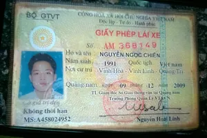 Giấy phép lái xe của Nguyễn Ngọc Chiến.