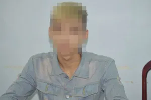 Trần L.H. tại cơ quan công an. Ảnh: Công an Hà Tĩnh cung cấp