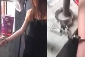 Thời điểm N. T. H. bị còng tay vào cửa sổ