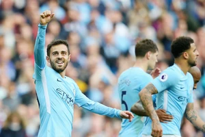 Bernardo Silva và cơ hội duy nhất mừng bàn thắng cho Man.City. Ảnh: Getty Images 