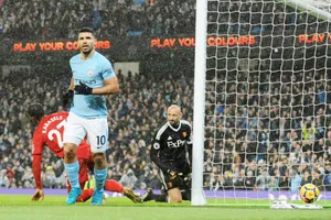 Sergio Aguero gần đây khá bình lặng khi ăn mừng bàn thắng. Ảnh: Getty Images 