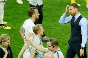 HLV Gareth Southgate (phải) có thể sẽ thay đổi đội hình ở trận tranh hạng 3. Ảnh: Getty Images