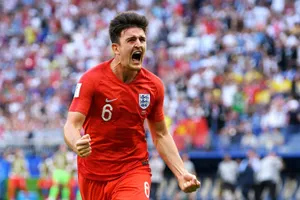 Harry Maguire ghi bàn vào lưới Thụy Điển ở tứ kết World Cup 2018. Ảnh: Getty Images 