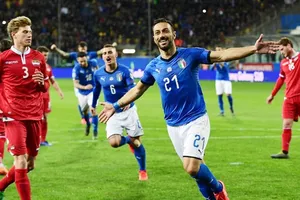 Fabio Quagliarella trở thành cầu thủ lớn tuổi nhất ghi bàn cho tuyển Italia. Ảnh: Getty Images 