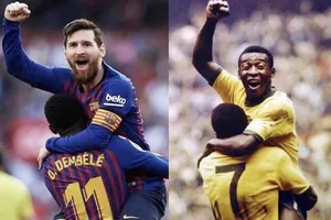 Pele đã chúc mừng Lionel Messi sau khi anh cân bằng kỉ lục ghi bàn của ông.