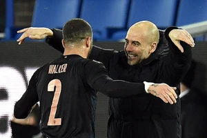 HLV Pep Guardiola phấn khích về mạch kết quả ấn tượng. Ảnh: Getty Images