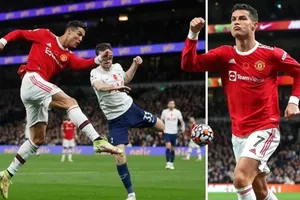 Cristiano Ronaldo ghi bàn thắng tuyệt vời vào lưới Tottenham.