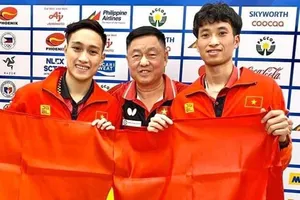 Đội tuyển bóng bàn Việt Nam đang giữ tấm HCV đôi nam tại SEA Games. Ảnh: HÀ BÙI