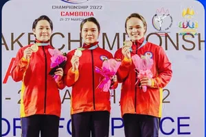 Đội kata nữ đã có tấm HCV vô địch Đông Nam Á 2022 tại Campuchia. Ảnh: BTC