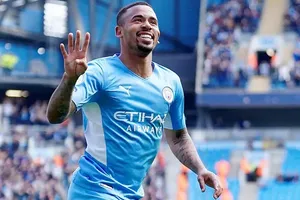 Gabriel Jesus tận hưởng phong độ ấn tượng sau 4 bàn vừa qua. Ảnh: Getty Images