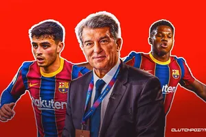 Chủ tịch Joan Laporta đã “trói chân” Ansu Fati và Pedri (trái) vào năm ngoái.
