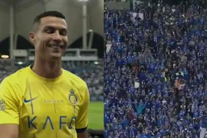 Cristiano Ronaldo rời sân giữa những tiếng hô vang “Messi! Messi!” từ người hâm mộ chủ nhà Al-Hilal.