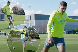 Rodri trở lại tập luyện sau ca phẫu thuật chấn thương dây chằng đầu gối hồi tháng 9 năm ngoái.