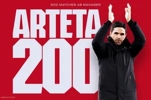 Tại Man.United vào Chủ nhật sẽ là trận đấu thứ 200 của HLV Mikel Arteta cùng Arsenal tại Premier League.