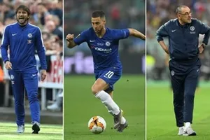 Antonio Conte, Eden Hazard và Maurizio Sarri
