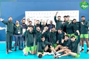 Đội tuyển bóng chuyền nam Pakistan chơi trận chung kết với Iran tại Đại hội thể thao trẻ châu Á.