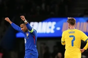 Kylian Mbappe ăn mừng bàn thắng trước Ukraine