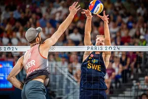 David Ahman và Jonatan Hellvig của Thụy Điển đánh bại Nils Ehlers và Clemens Wickler của Đức tại chung kết Olympic Paris 2024.