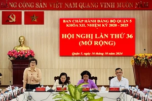 Ban Chấp hành Đảng bộ quận 5 TPHCM khóa XII, nhiệm kỳ 2020-2025 tổ chức Hội nghị lần thứ 36 (mở rộng). Ảnh: CHÍ THẠCH