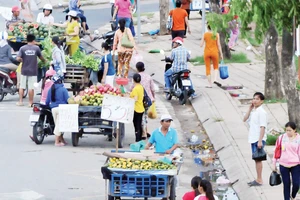 Vẫn còn tình trạng chiếm dụng lòng lề đường trên địa bàn thành phố (ảnh chụp ngày 25-5) Ảnh: THÀNH TRÍ