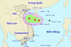 Đường đi của bão số 4. Ảnh: Trung tâm Dự báo khí tượng thủy văn Trung ương