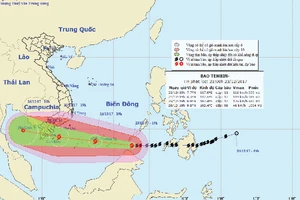Sơ đồ dự kiến đường đi của bão Tembin