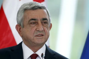 Serzh Sargsyan phát biểu tại Georgia năm 2015 khi giữ chức tổng thống Armenia. Ảnh: REUTERS