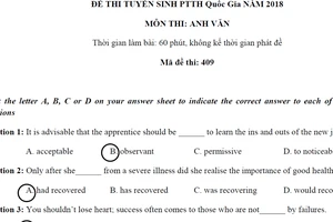 Bài giải gợi ý môn Anh Văn kỳ thi THPT quốc gia 2018