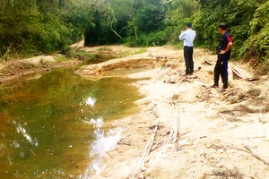 Gia đình bà V. tố cáo “cát tặc” ở đầu nguồn suối Đập Làng