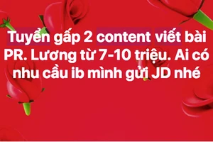 Vô số những thông tin tuyển dụng viết content được đăng trên mạng xã hội