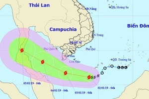  Sơ đồ dự báo hướng đi bão. Ảnh: TTDBKTTVQG 