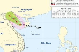 Sơ đồ đường đi của bão số 2