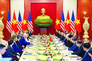 Tổng Bí thư Nguyễn Phú Trọng hội đàm với Tổng thống Joe Biden. Ảnh: VIẾT CHUNG