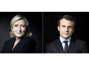 Hai ứng cử viên tổng thống Pháp - bà Marine Le Pen và ông Emmanuel Macron - Ảnh: Le point