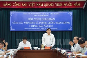 Trưởng Ban Nội chính Thành ủy TPHCM Trần Thế Lưu phát hiểu tại hội nghị. Ảnh: hcmcpv.org.vn