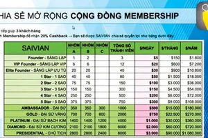 Bảng chia sẻ quyền lợi khi là thành viên của Saivian được công khai trên mạng xã hội. 