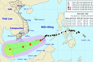 Bão Kai-tak giật cấp 11, di chuyển theo hướng Tây Tây Nam