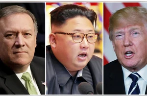 Giám đốc CIA Mike Pompeo (trái); lãnh đạo Triều Tiên Kim Jong Un (giữa) và Tổng thống Mỹ Donald Trump. Ảnh: REUTERS