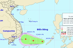 Vị trí và đường đi của vùng áp thấp. Ảnh: TTDBKTTVTW