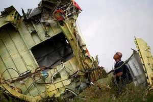 Một điều tra viên tại hiện trường vụ rơi máy bay vào năm 2014. Ảnh: REUTERS