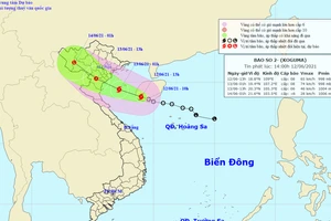 Vị trí và đường đi của bão số 2. Ảnh: TTDBKTTVTW