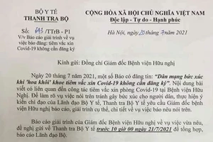 Trường hợp khoe tiêm vaccine Pfizer: Bộ Y tế yêu cầu Giám đốc Bệnh viện Hữu nghị giải trình