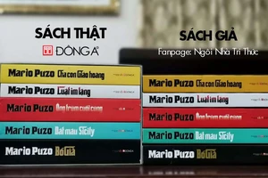 Bộ sách Mario Puzo do Đông A phát hành có kèm hộp. Đơn vị bán sách giả Ngôi nhà tri thức không có boxset, chỉ bọc màng co, tất cả bìa của 5 cuốn đều ghi thông tin phát hành của Đông A. Nguồn: sachdonga