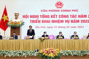 Hội nghị Tổng kết công tác năm 2021, triển khai nhiệm vụ năm 2022 của Văn phòng Chính phủ. Ảnh: dangcongsan