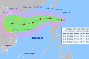 Vị trí và đường đi của bão Nesat. Ảnh: TTDBKTTVTW