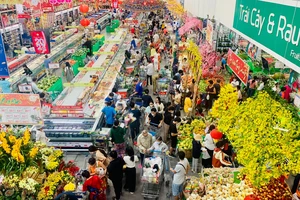 Dòng người mua sắm đông nghẹt tại MM Mega Market An Phú, TP Thủ Đức ngày 19-1